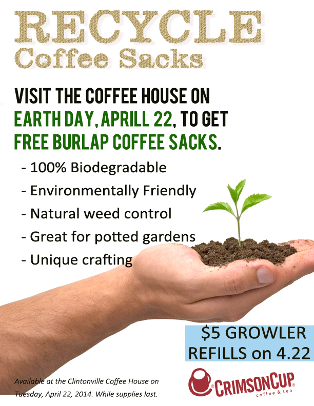 Crimson Cup Celebrates Earth Day With Coffee Bag Giveaway Growler Promotion